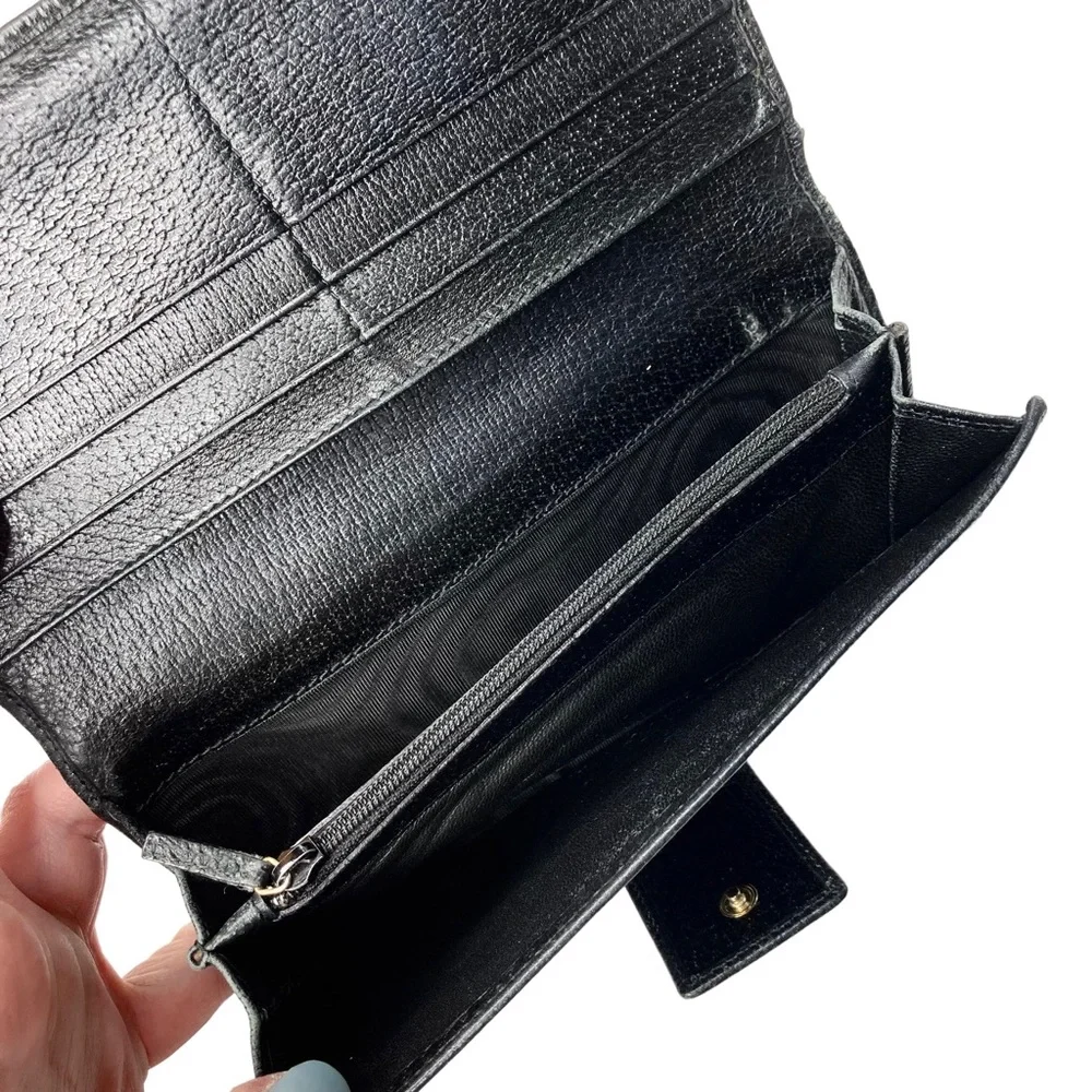 Authentic GUCCI Black Canvas & Leather Guccisima Monogram Long Carryall Wallet_10
